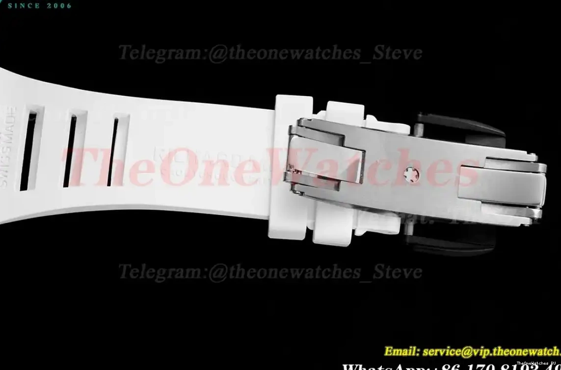 Strap White On Skeleton NTPT Dial Blue BBRF Rubber RM055 Real RMUL2 0417